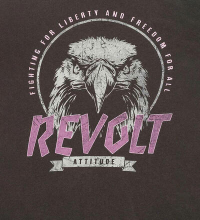 Produktbild fr 'Damen T-Shirt Revolt Print mit Rollsaumkante phantom'