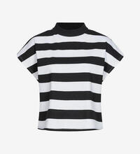 Produktbild fr 'Damen 2er Pack Cropped T-Shirt Streifen Muster schwarz weiss & schwarz'