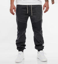 Produktbild fr 'Herren Biker Stoffhose 5-Pockets Tunnelzug Rippbndchen'